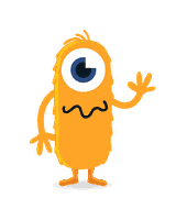 Friendly monster waving hello